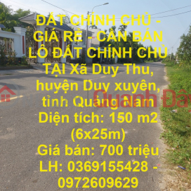 OFFICIAL LAND - CHEAP PRICE - FOR SALE OFFICIAL LAND LOT IN Duy Thu Commune, Duy Xuyen District, Quang Nam Province _0