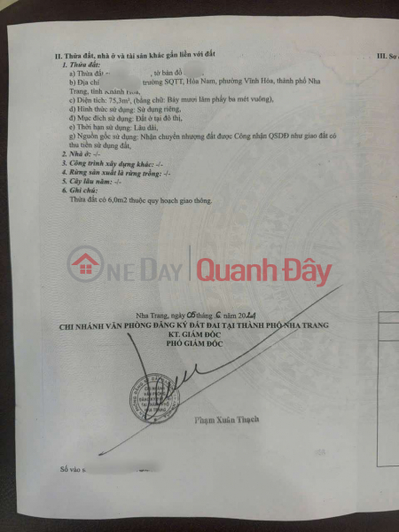 BÁN NHANH LÔ ĐẤT ĐƯƠNG 2 Ô TÔ GẦN NHÀ THỜ BA LÀNG GẦN-VĨNH HOÀ | Việt Nam, Bán, đ 4,5 tỷ