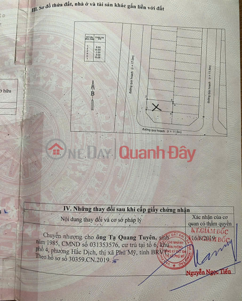 Đất CHÍNH CHỦ - GIÁ TỐT - Lô E36 Thị Trấn Phú Mỹ, Huyện Tân Thành, Tỉnh Bà Rịa Vũng Tàu Niêm yết bán