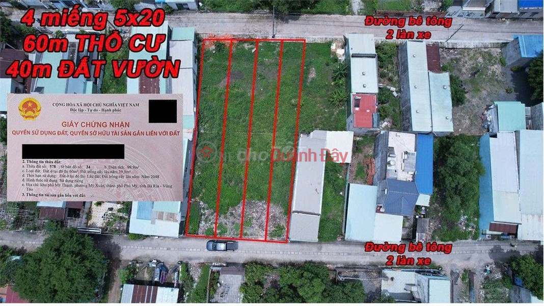 ĐẤT VƯỜN CHÍNH CHỦ - GIÁ TỐT - KP Mỹ Thạnh, Phường Mỹ Xuân, Tx Phú Mỹ, Bà Rịa - Vũng Tàu Việt Nam Bán, đ 2 tỷ