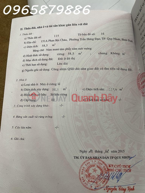 Bán nhà mặt phố Phan Bội Châu, Quy Nhơn. Diện tích sử dụng 175,5 m2 _0