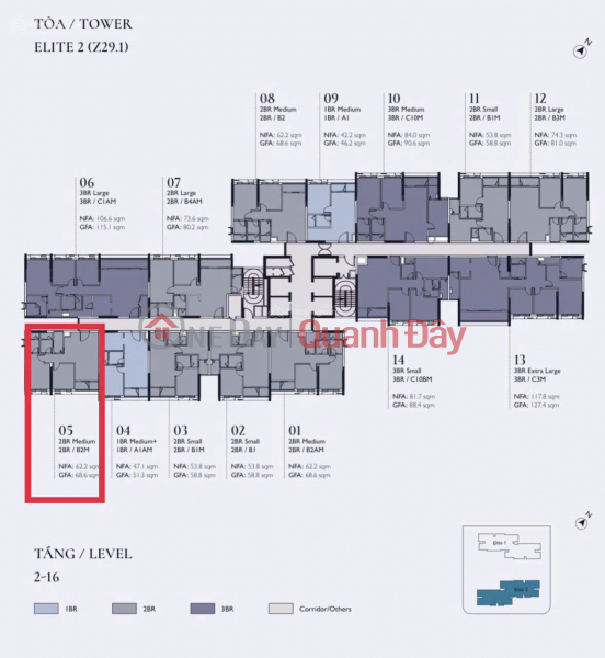 Selling a corner apartment with 2 bedrooms, Southeast balcony, the most beautiful in Lumi project. Apartment number E2.11.05. Price 5.4x billion Sales Listings