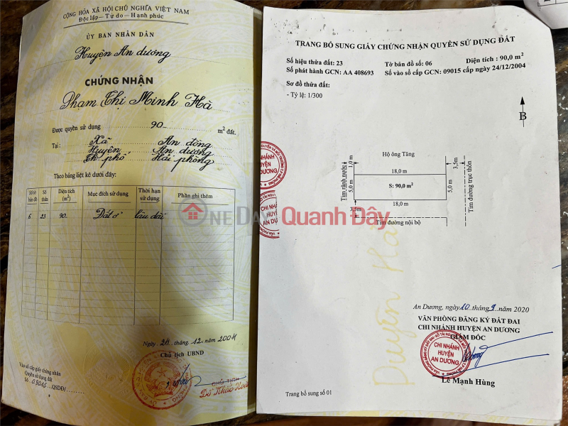 Chính Chủ Cần Bán Lô Đất tại mặt trục tổ dân phố Văn Cú, phường An Đồng, Quận An Dương, Hải Phòng. Niêm yết bán
