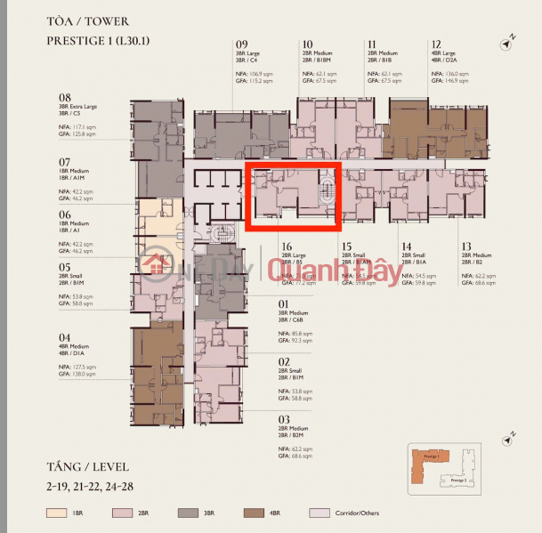 Property Search Vietnam | OneDay | Residential | Sales Listings | BÁN bằng giá HĐMB tại Lumi Hà Nội - 2PN [P1] - dt 71m2 - bc Đông Nam đón gió