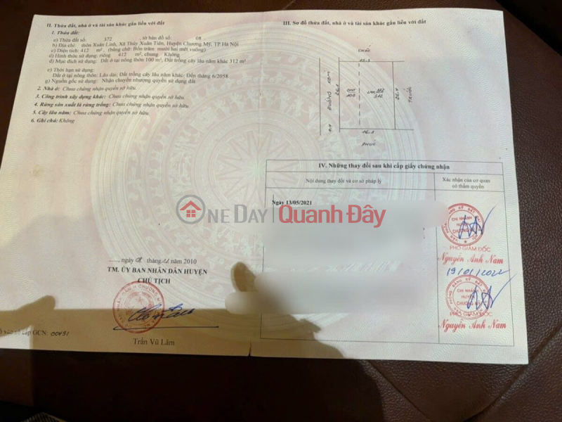 đ 10 triệu | CHỦ CẦN BÁN GẤP LÔ ĐẤT ĐẸP 412M TẠI THỦY XUÂN TIÊN-CHƯƠNG MỸ-HÀ NỘI