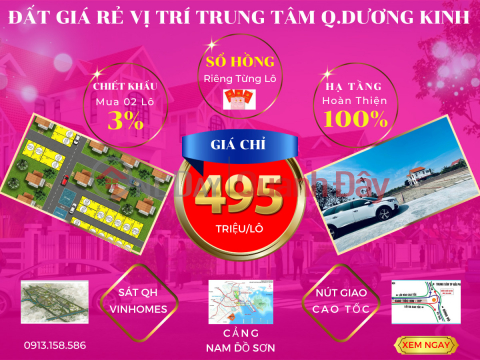 Tôi cần bán 1 lô đất nằm tại phường Hòa Nghĩa, gần với khu đô thị Vinhomes. giá rất rẻ- 495tr/lô. sổ đỏ chính _0