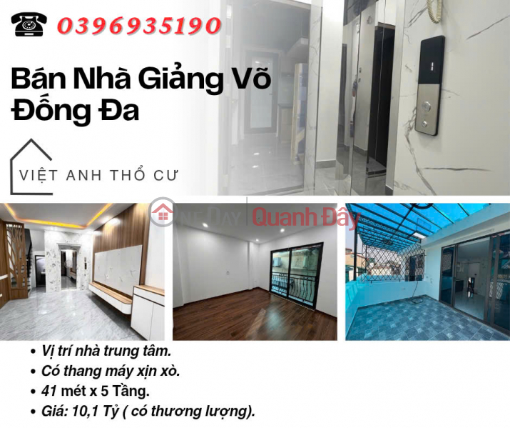 Bán nhà Phố Giảng Võ, Năm Tầng Thang Máy, Ba Gác Đỗ Cửa, 41mx5T, Giá: 10.1 Tỷ, Lh: 0396935190. Niêm yết bán