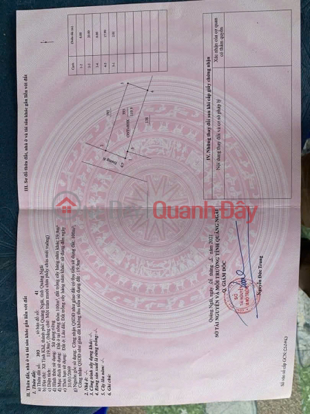 Land for sale in Tinh Khe, 120 sq m (6x20),5m wide road access, separate pink title deed, price 1090 million VND (negotiable). Sales Listings