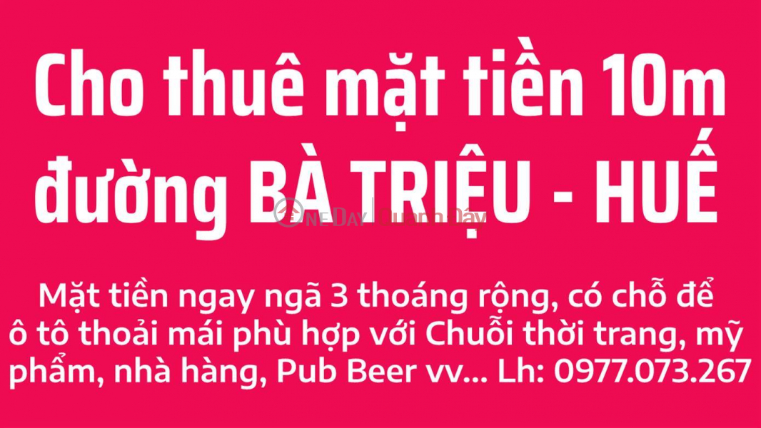 Cho thuê nhà mặt tiền nằm tại ngã ba Bà Triệu - Hà Huy Tập Niêm yết cho thuê