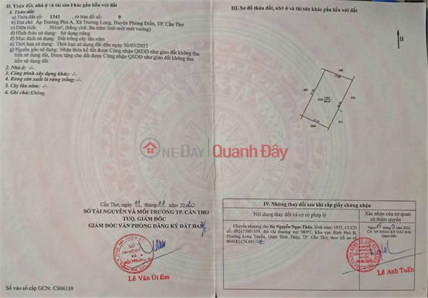Owner Sells Land on Vam Bi Road - Truong Hoa - 4 Tong, Phong Dien, Can Tho City Vietnam Sales | đ 2.63 Billion