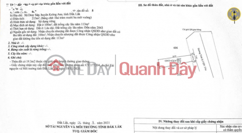 Prime land plot on Provincial Road 2, Dray Sap commune, Krong Ana district, Dak Lak province, area 213 m2, price 1.35 billion VND. _0