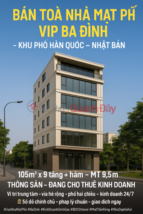BÁN TOÀ NHÀ MẶT PHỐ TRUNG TÂM BA ĐÌNH – KHU PHỐ HÀN QUỐC, NHẬT BẢN _0