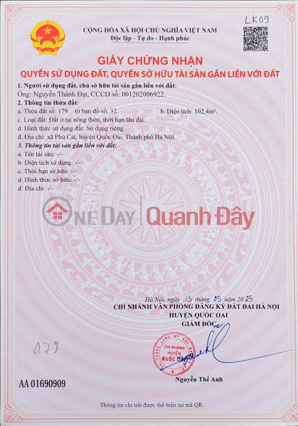 Đất nền Láng Hòa Lạc 100m2 giá 2.35 tỷ – đường ô tô, gần trường học, dân cư đông Nguyễn Hùng BĐS - 0989333012 Niêm yết bán