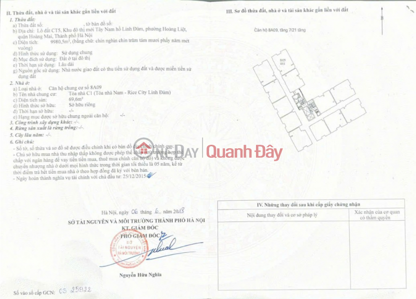 đ 5.3 Billion Owner selling corner apartment on axis 09 - Nam Rice City Linh Dam - Fully furnished - Title deed in owner's name