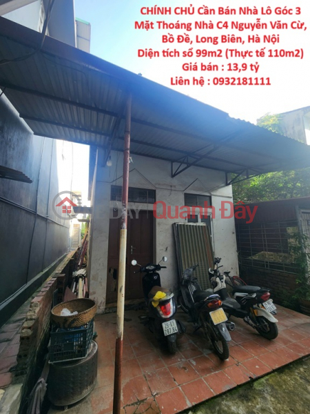 CHÍNH CHỦ Cần Bán Nhà Lô Góc 3 Mặt Thoáng Nhà C4 Nguyễn Văn Cừ, Bồ Đề, Long Biên, Hà Nội Niêm yết bán