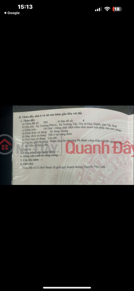 Property Search Vietnam | OneDay | Residential Sales Listings HOT HOT – OWNER NEEDS TO SELL LAND WITH FRONTAGE ON NGUYEN VAN LINH STREET IN HOA THANH COMMUNE, TAY NINH PROVINCE