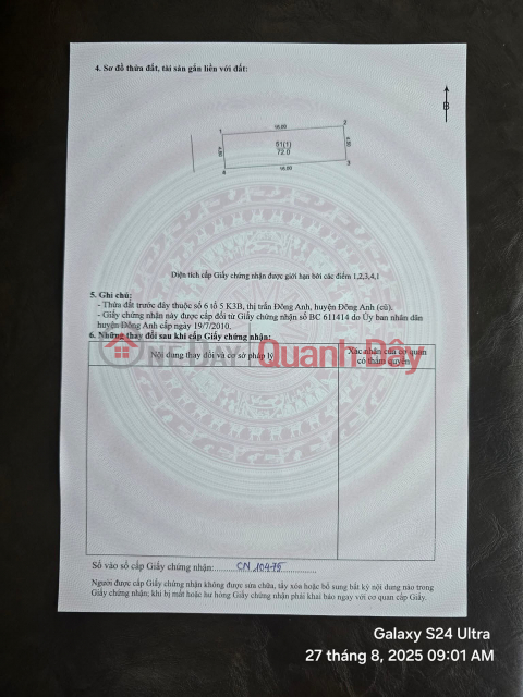 Chính chủ gửi bán 72m Tổ 19 TTĐA _0