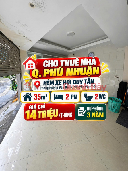 House for rent in Duy Tan alley, Phu Nhuan district, 35m2, 2 bedrooms, 14 million VND. Rental Listings