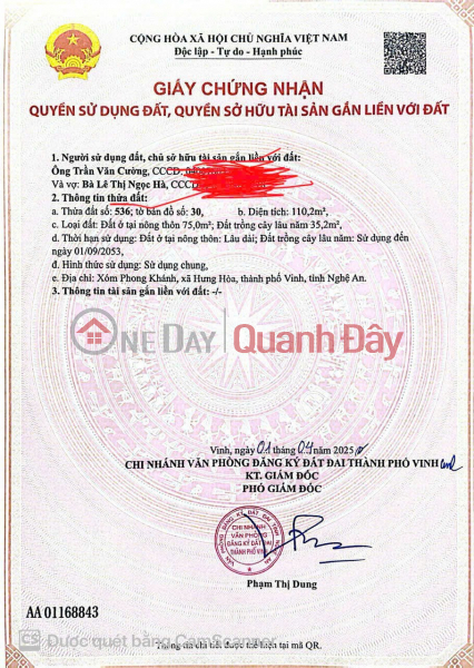 ĐẤT ĐẸP – GIÁ TỐT- CHÍNH CHỦ CẦN BÁN Đất Xóm Phong Khánh, xã Hưng Hòa, TP Vinh, Nghệ An.(cũ) Niêm yết bán