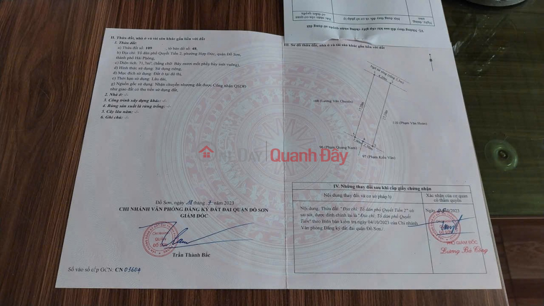 Lô giá rẻ hiếm – chỉ 9xx triệu – gần chợ Quyết Tiến Hợp Đức ZALO 0567 222 555 Niêm yết bán