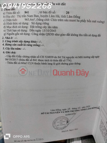 đ 2,2 tỷ | Chính chủ cần bán gần 1 sào đất view đẹp Thị Trấn Nam Ban, Lâm Hà, Lâm Đồng. Giá đầu tư