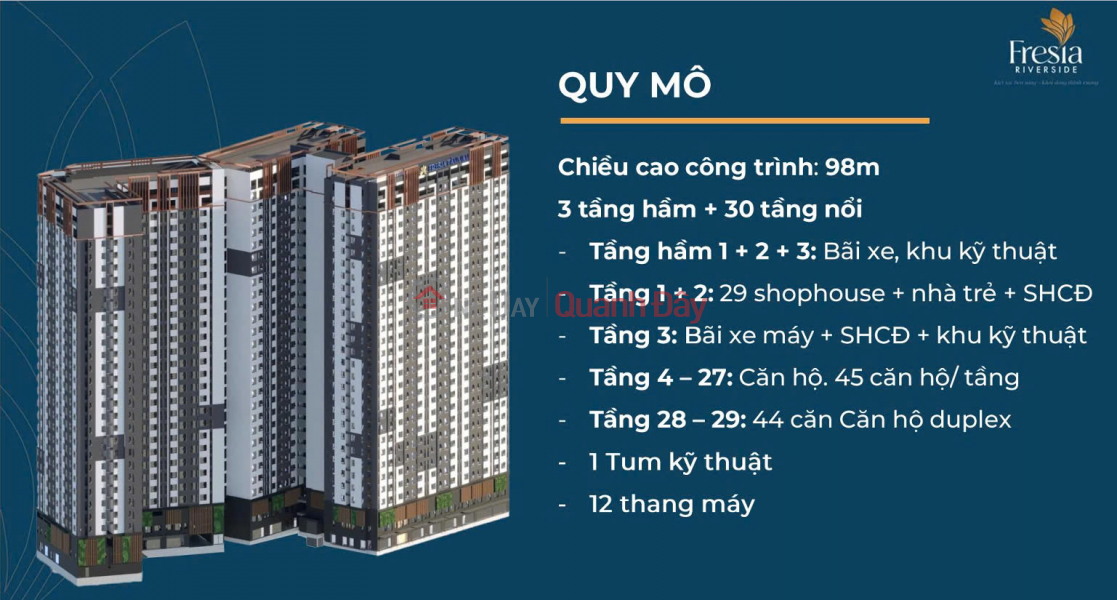 Rổ hàng 30 xuất nội bộ, chính sách CĐT gía F0 căn hộ Fresia Riverside Tân Vạn - Biên Hòa Niêm yết bán