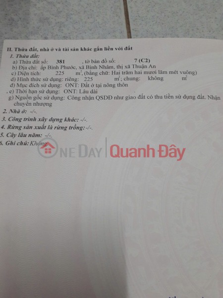 Property Search Vietnam | OneDay | Residential Sales Listings Land lot 8x28m, total 225m2 full residential land only 3.3 billion