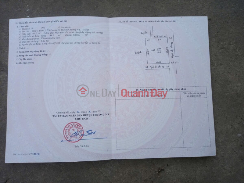 LÔ GÓC SIÊU ĐẸP 144M TẠI QUẢNG BỊ-CHƯƠNG MỸ-HÀ NỘI | Việt Nam, Bán, đ 10 triệu