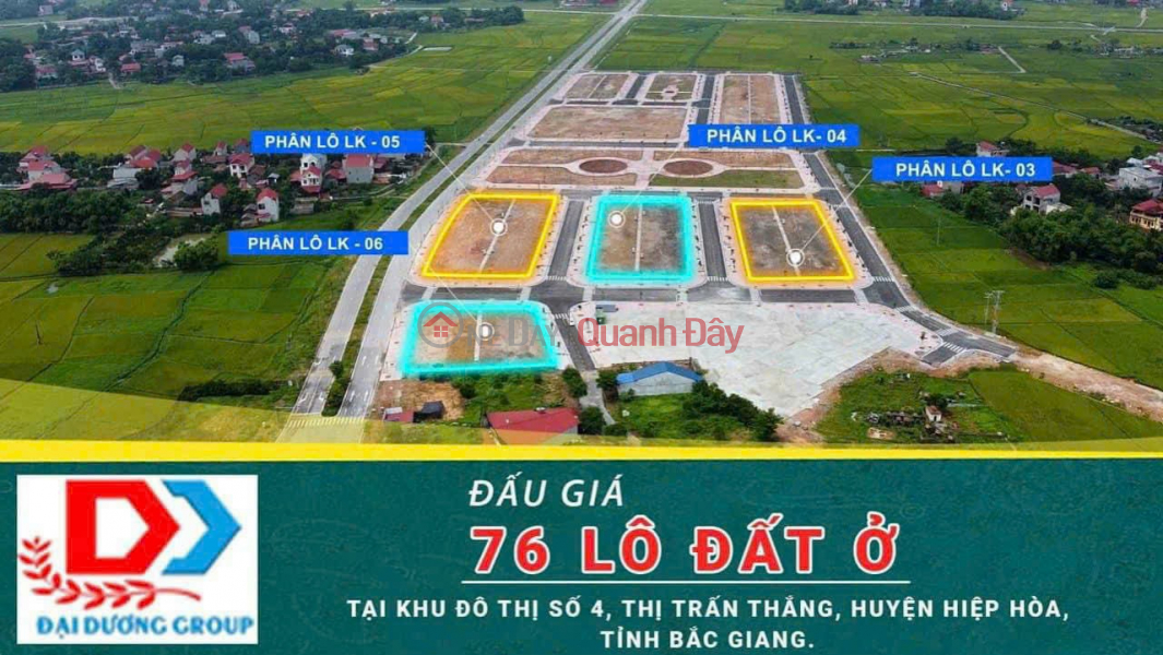 Đấu giá Khu dân cư số 4- TT Thắng- Hiệp Hoà- BG giá F0 Niêm yết bán