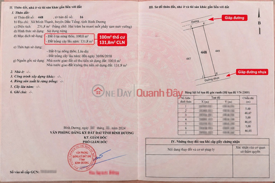 ĐẤT ĐẸP – GIÁ TỐT – CẦN BÁN ĐẤT TẠI Xã Minh Thạnh, Huyện Dầu Tiếng, Bình Dương Niêm yết bán