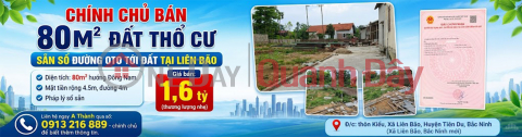 OWNER SELLING 80M2 RESIDENTIAL LAND WITH READY TITLE DEED, CAR ACCESS IN LIEN BAO. _0