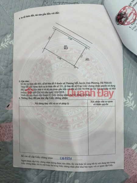 đ 4.84 Billion | URGENT SALE OF A PRIME PLOT OF LAND - Great Price - Thuong Mo, Dan Phuong - Convenient transportation, potential for price appreciation