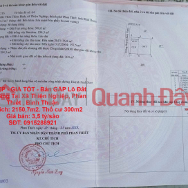 ĐẤT ĐẸP - GIÁ TỐT - Bán GẤP Lô Đất Tiềm Năng Tại Xã Thiện Nghiệp, Phan Thiết , Bình Thuận _0