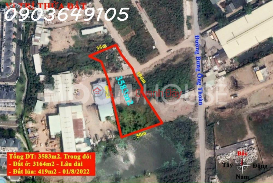 Property Search Vietnam | OneDay | Residential, Sales Listings, The bank sells 3583m2 of land on Bung Ong Thon street, Phu Huu ward, contact: 0903649105
