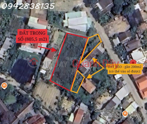 Land for sale at Rung Dua Bay Mau Street, Cam Thanh Ward, Hoi An: Area 805.5m2, investment price _0