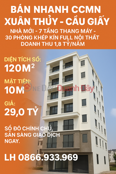 BÁN NHANH CCMN XUÂN THUỶ – CẦU GIẤY – DOANH THU 1,8 TỶ/NĂM – SỔ ĐỎ CHÍNH CHỦ _0