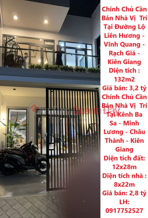 Chính Chủ Cần Bán Nhà Vị Trí Tại Đường Lộ Liên Hương - Vĩnh Quang - Rạch Giá - Kiên Giang _0