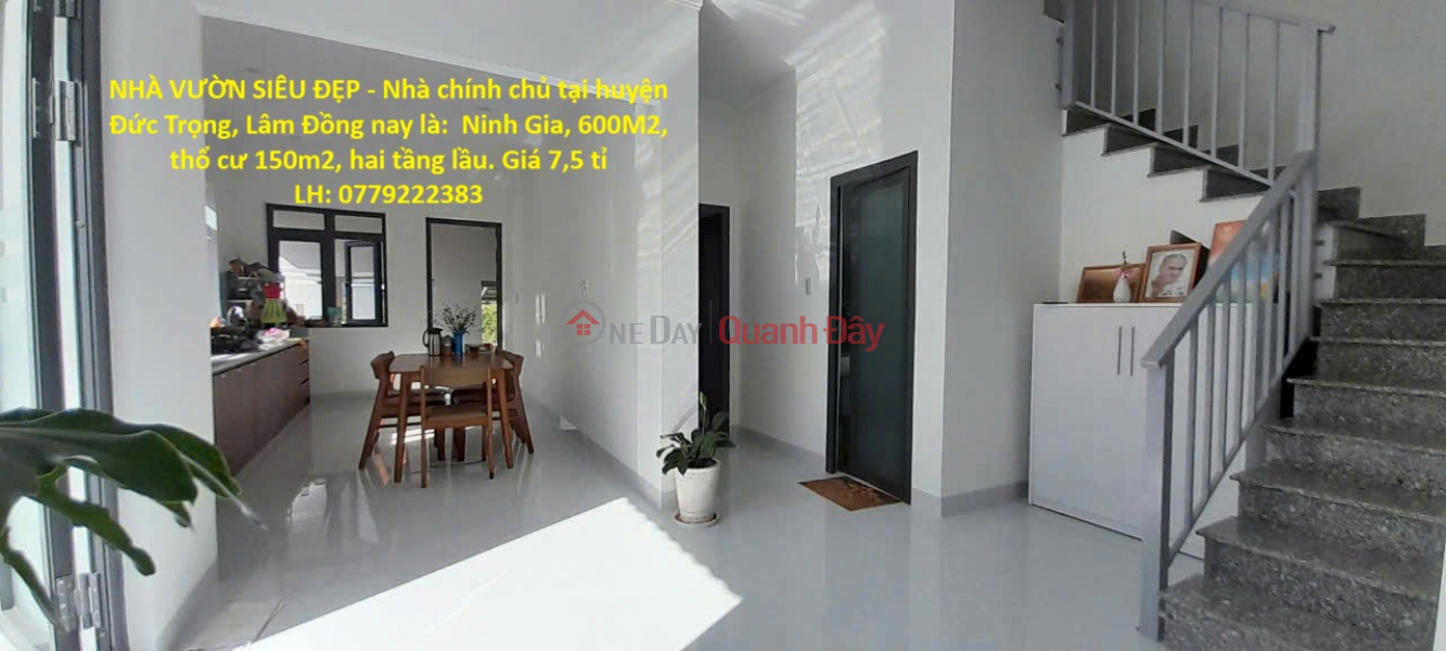 STUNNING GARDEN HOUSE - Owner-occupied house in Ninh Gia, 600m2, 150m2 of residential land, two floors. Price 7.5 billion VND. Sales Listings