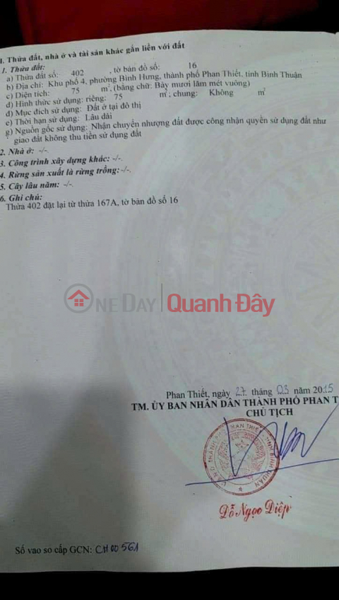Owner Sells Residential Land Lot With 2 FRONTS On Cao Thang Alley, Binh Hung Ward, Phan Thiet, Binh Thuan _0
