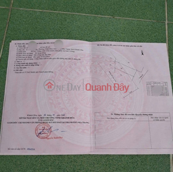 99m2. 1.5 billion VND of land on Nguyen Duc Thuan street - Vinh Hoa ward (now North Nha Trang) Sales Listings