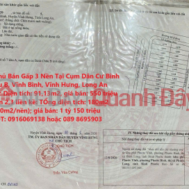 Chính Chủ Bán Gấp 3 Nền Tại Cụm Dân Cư Bình Châu B, Vĩnh Bình, Vĩnh Hưng, Long An _0