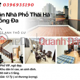 Bán nhà Phố Thái Hà, Nhà Phố Vip, Khu Dân Trí Cao, 60mx5T, Giá: 13 Tỷ, Lh: 0396935190. _0