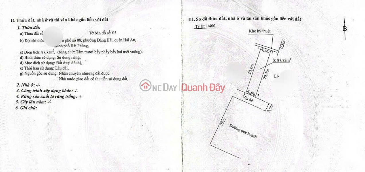 Bán lô đất mặt đường Đôi TĐC Đằng Hải 2, tuyến 2 Trần Hoàn Lê Hồng Phong, Hải An. | Việt Nam, Bán, đ 6,58 tỷ