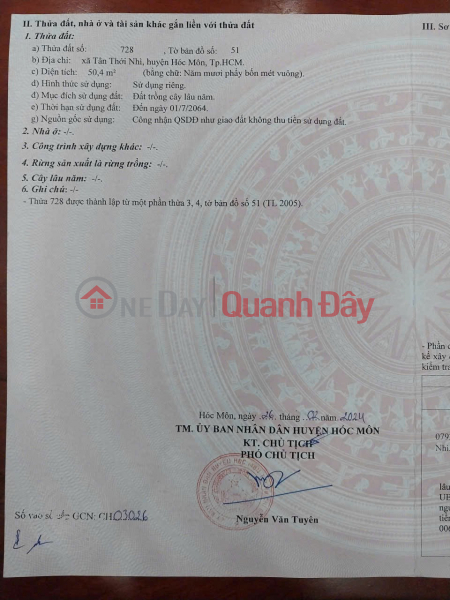 Property Search Vietnam | OneDay | Residential | Sales Listings | HOT HOT - URGENTLY NEED TO SELL A STREET FRONT LOT OF LAND IN Tan Thoi Nhi Commune, Hoc Mon District, Ho Chi Minh City