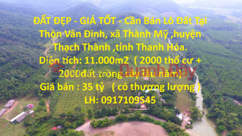 BEAUTIFUL LAND - GOOD PRICE - Land Lot For Sale In Thanh My Commune, Thach Thanh District, Thanh Hoa Province _0