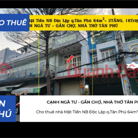 House for rent, main street frontage, Doc Lap Street, Tan Phu District, 64m² - 2 floors, 16 million VND - near the intersection. _0