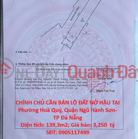 HOT HOT – CHÍNH CHỦ CẦN BÁN LÔ ĐẤT NỞ HẬU TẠI Phường Hoà Quý, Quận Ngũ Hành Sơn- TP Đà Nẵng _0