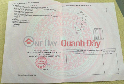 PRIME LAND - GREAT PRICE - URGENT SALE OF A PLOT OF LAND WITH HIGH POTENTIAL IN PHU KHUONG WARD, BEN TRE CITY (near CFE 999 alley) _0