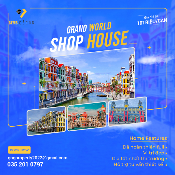 Shophouse for rent at Grand World Phu Quoc Rental Listings