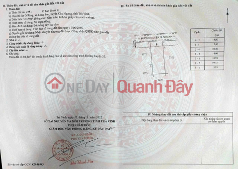 PROFITABLE INVESTMENT – OWNER NEEDS TO SELL LAND IN LONG SON COMMUNE, CAU NANG DISTRICT, TRA VINH PROVINCE _0